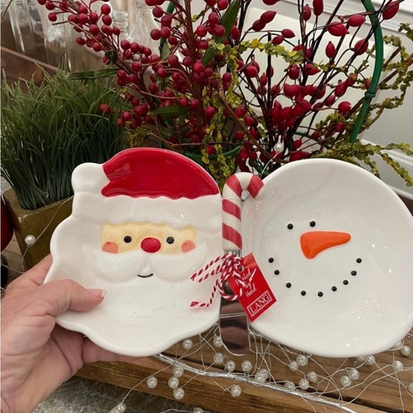 LANG CHRISTMAS SNOWMAN/ SANTA DIVIDED SERVING TRAY - Picture 5 of 6